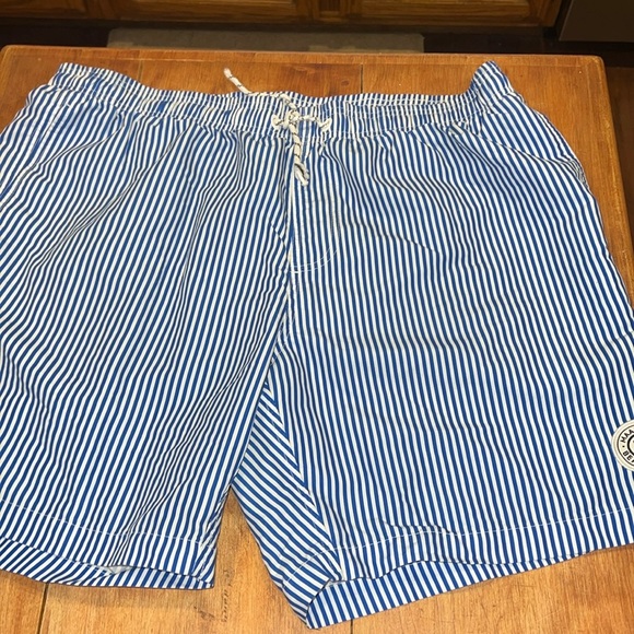 Other - Men’s Maamgic Blue and White Vertical Striped Swim Trunks